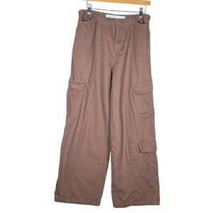 TINSEL TOWN Women's Mauve Cotton Cargo Pants‎ Wide Leg Size 7 Utility Pockets